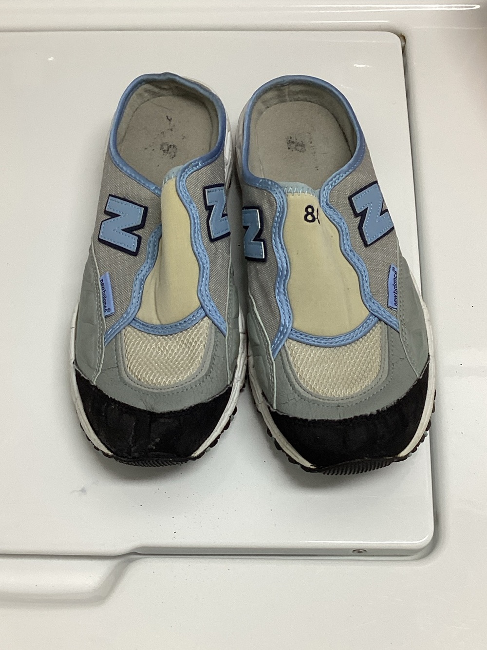 New Balance Kids Slip-On Sneakers in Gray, Light Blue, Black